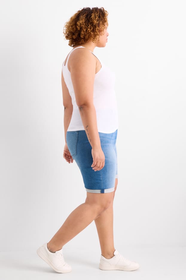 Femmes - Bermuda en jean - mid waist - jog denim - bleu