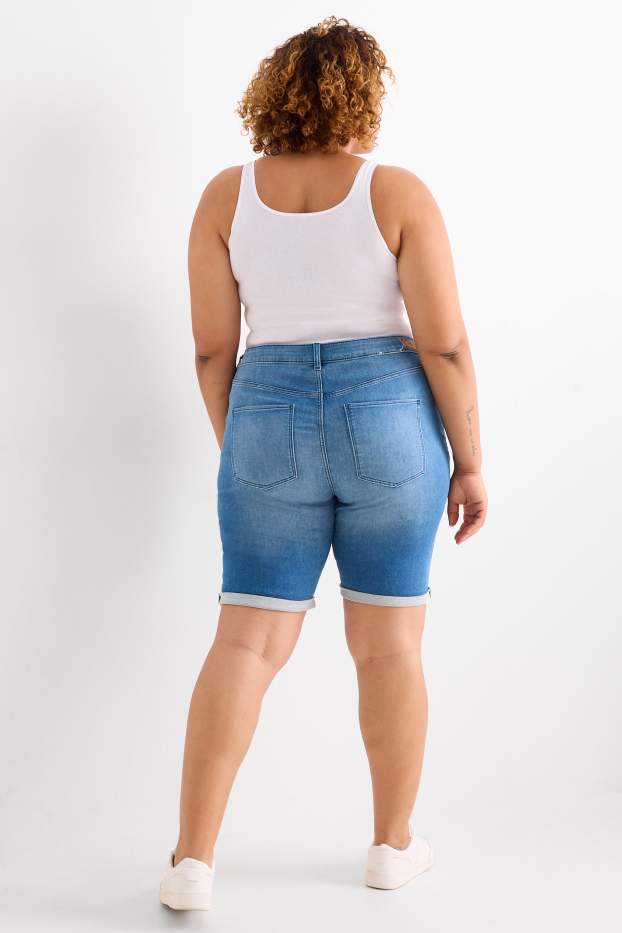 Femmes - Bermuda en jean - mid waist - jog denim - bleu