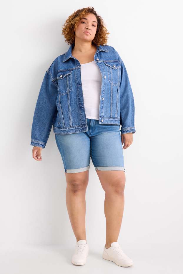 Femmes - Bermuda en jean - mid waist - jog denim - bleu
