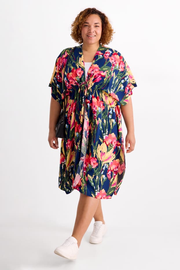 Women - Kimono - floral - dark blue