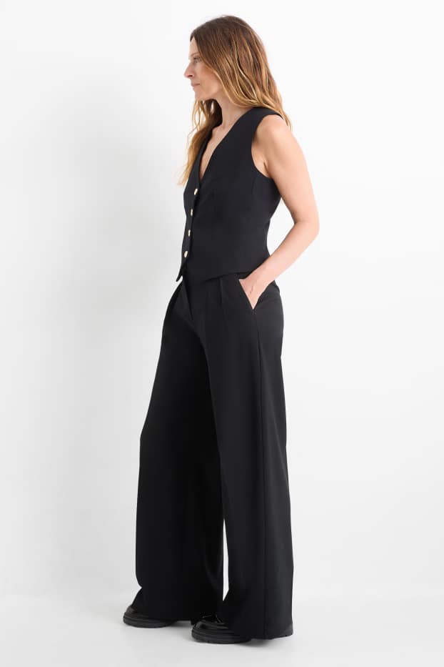 Femei - Pantaloni office - talie medie - regular fit - negru