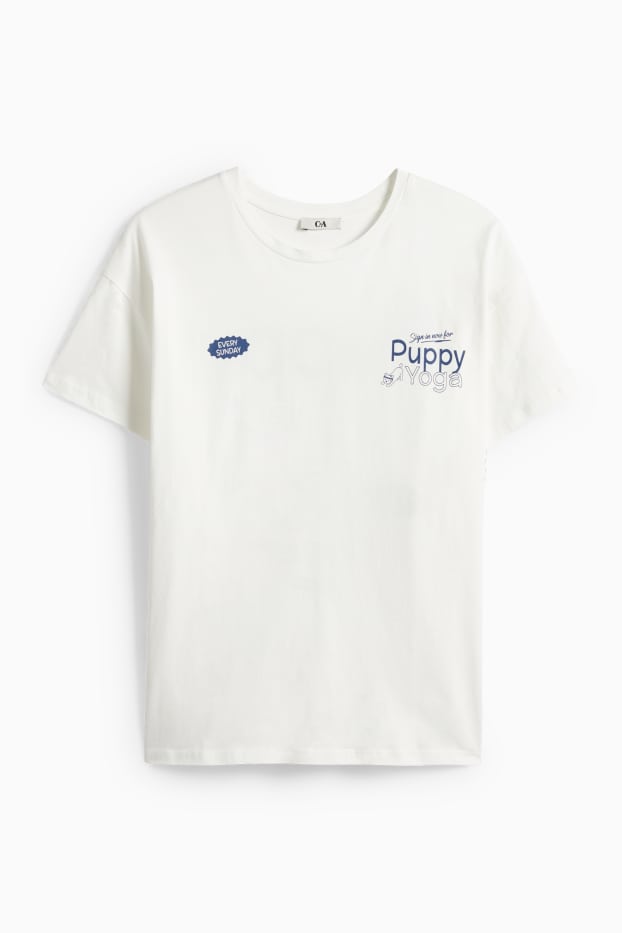 Femmes - T-shirt - Oversize - bleu / blanc