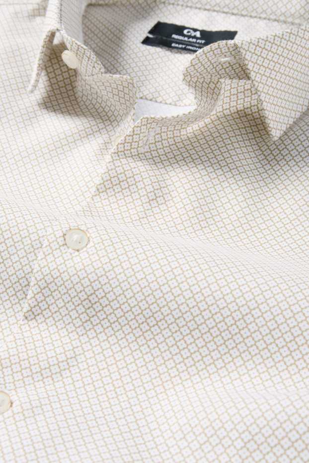 Hommes - Chemise de bureau - regular fit - col kent - facile à repasser - à motif - blanc / beige