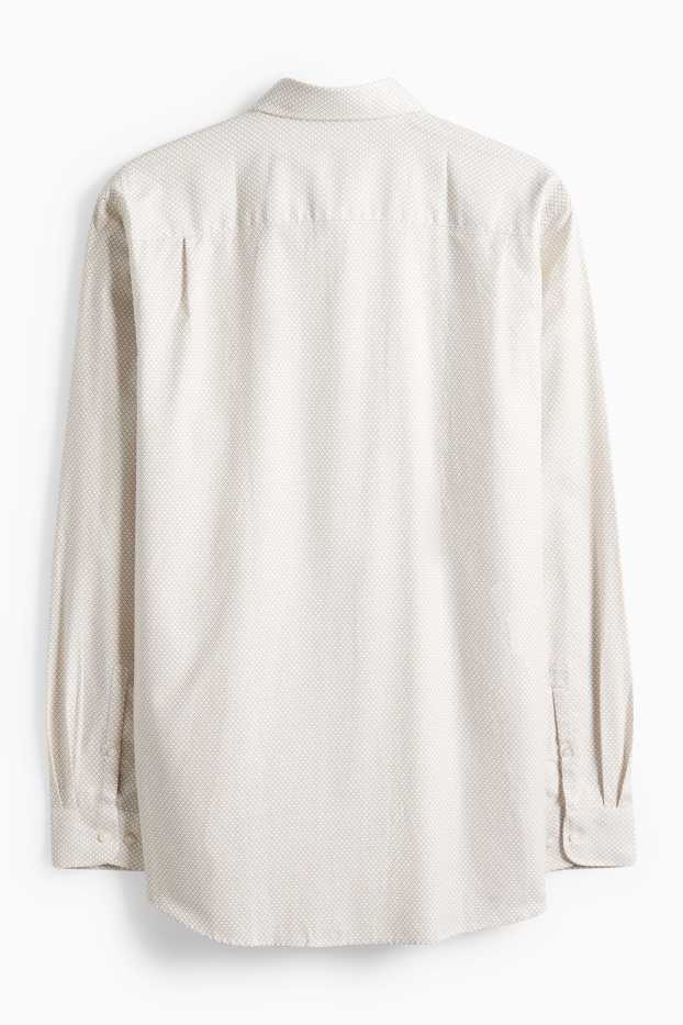 Hommes - Chemise de bureau - regular fit - col kent - facile à repasser - à motif - blanc / beige