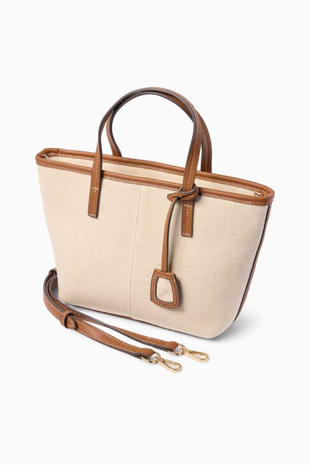 Donna - Shopper grande con spallaccio removibile - beige / marrone