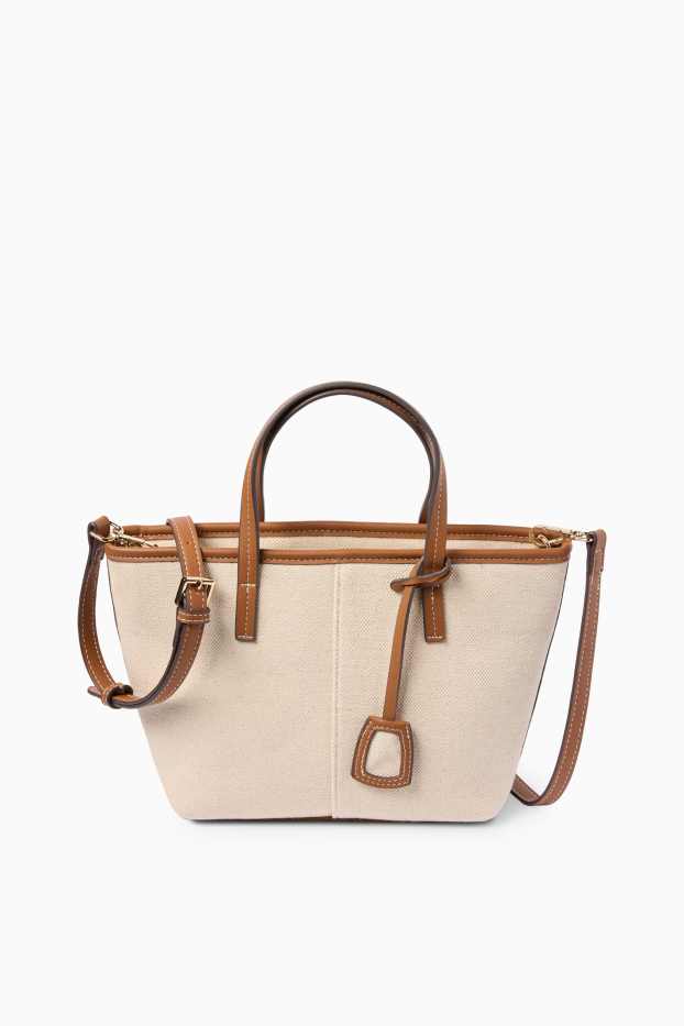 Donna - Shopper grande con spallaccio removibile - beige / marrone