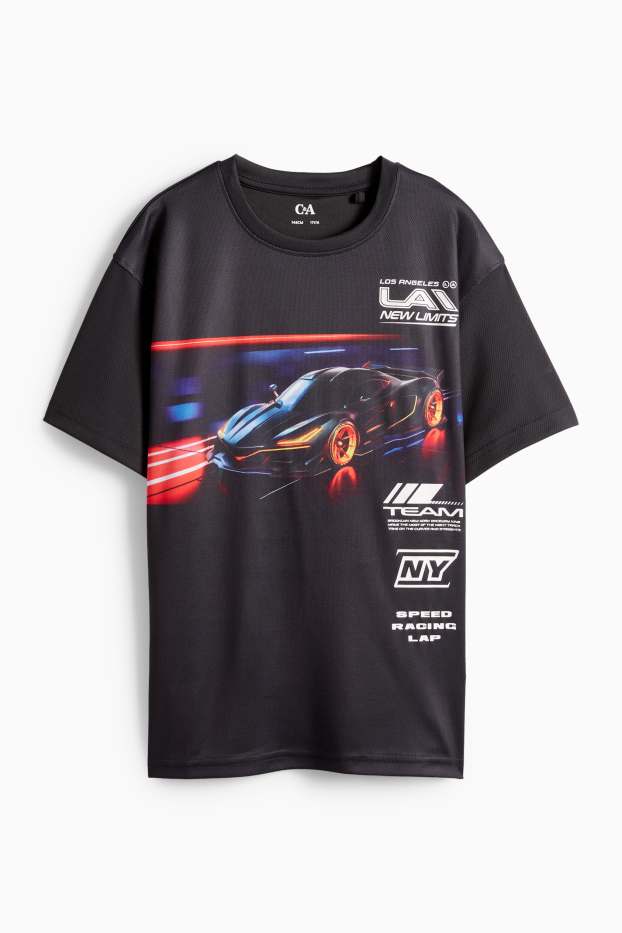 Enfants garçons - Voiture de course - T-shirt - noir