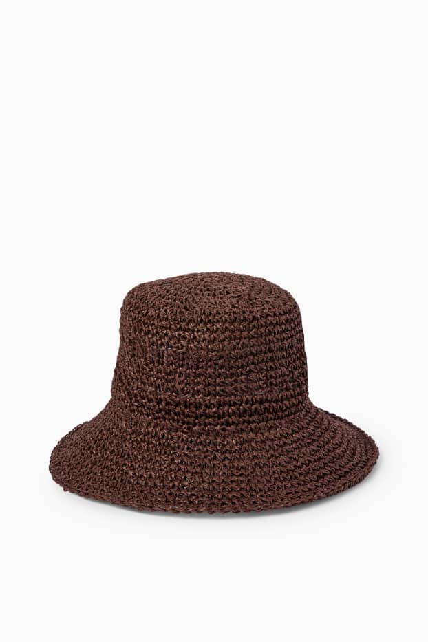 Dames - Strohoed - donkerbruin