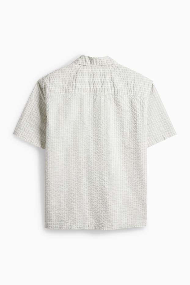 Bărbați - Cămașă - relaxed fit - guler cu rever - gri deschis