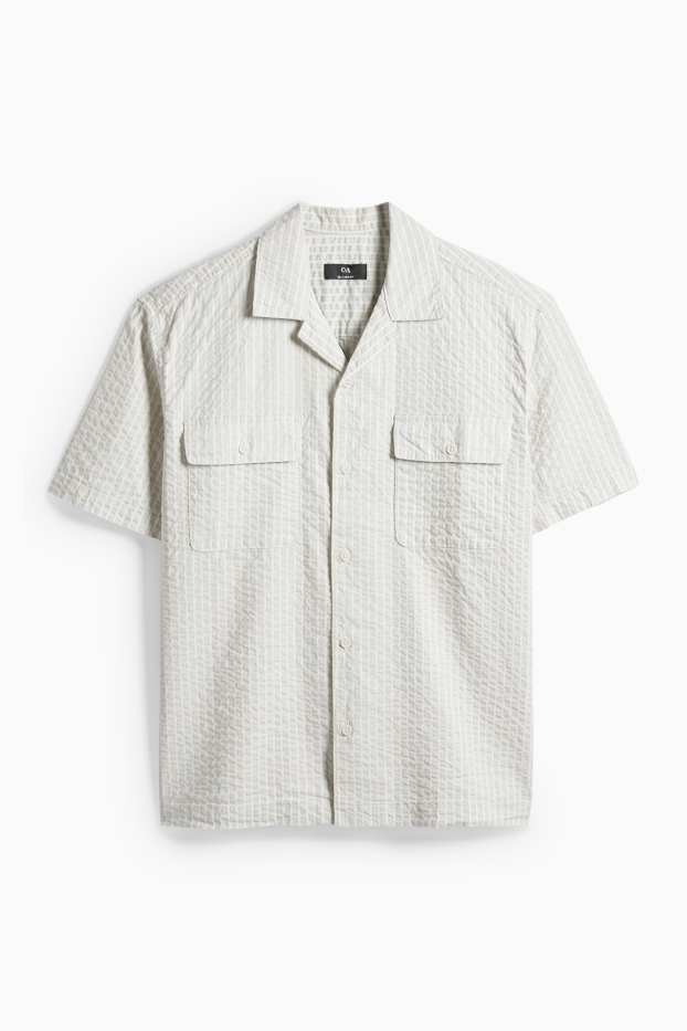 Bărbați - Cămașă - relaxed fit - guler cu rever - gri deschis