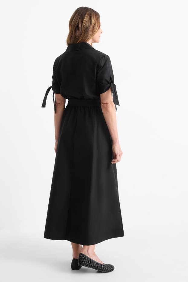 Dona - Vestit fit & flare amb cinturó - negre