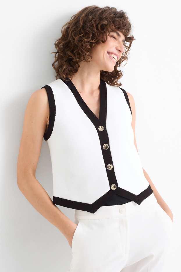 Femmes - Gilet sans manches en maille - blanc