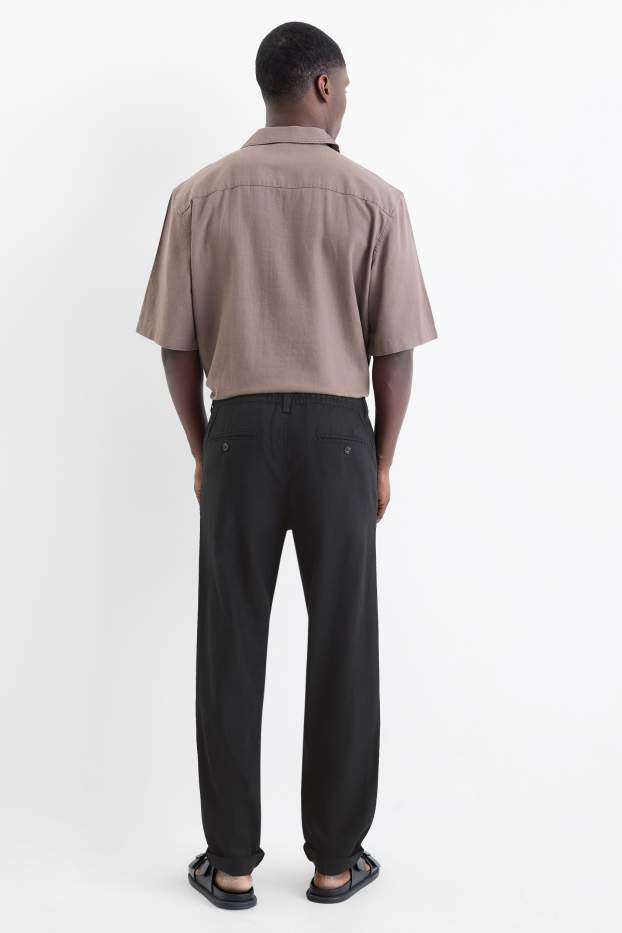 Herren - Chino - Tapered Fit - Leinen-Mix - schwarz