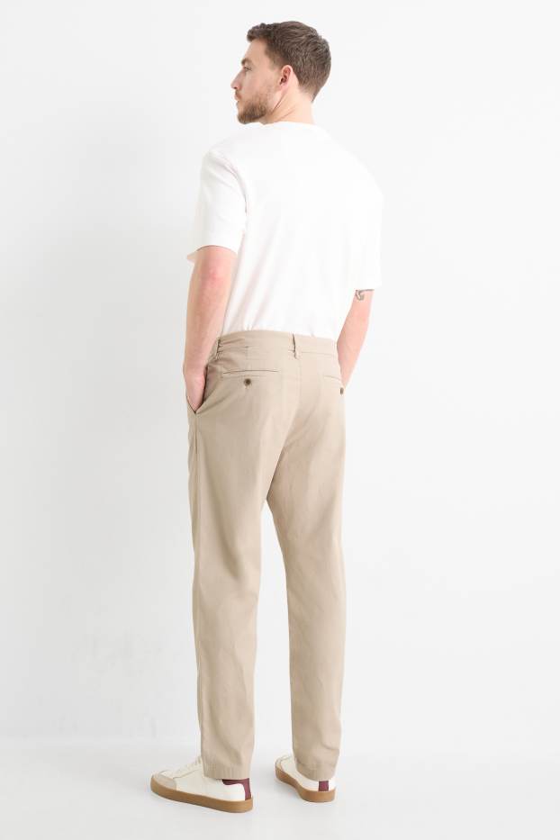 Bărbați - Chino - tapered fit - structurat - bej deschis