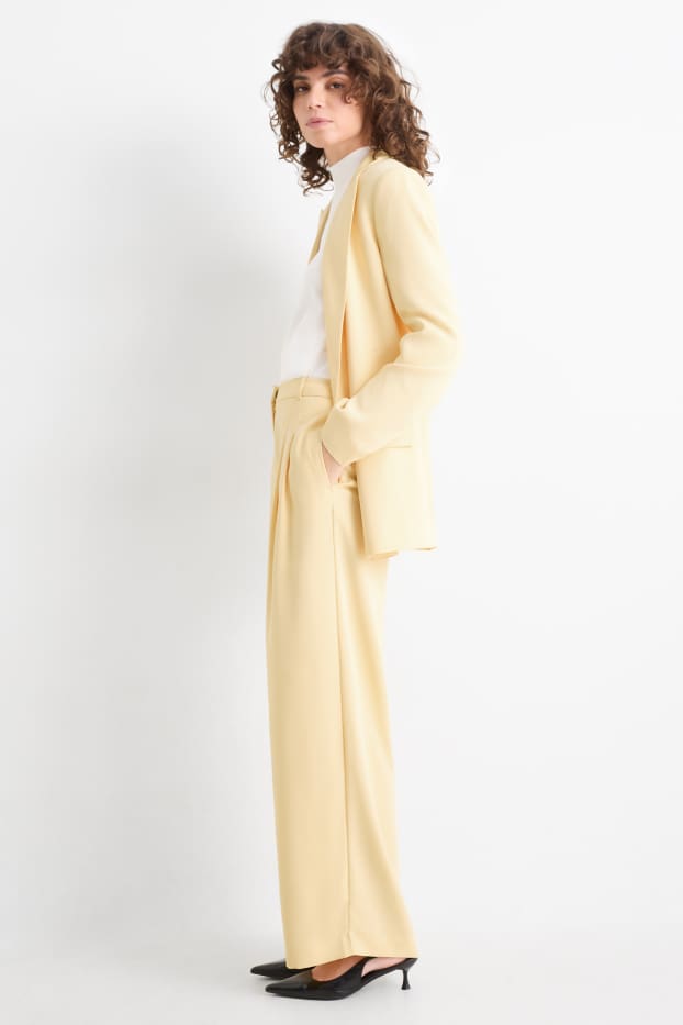 Femmes - Pantalon de bureau - mid waist - straight leg - jaune clair