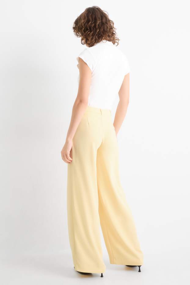 Femmes - Pantalon de bureau - mid waist - straight leg - jaune clair