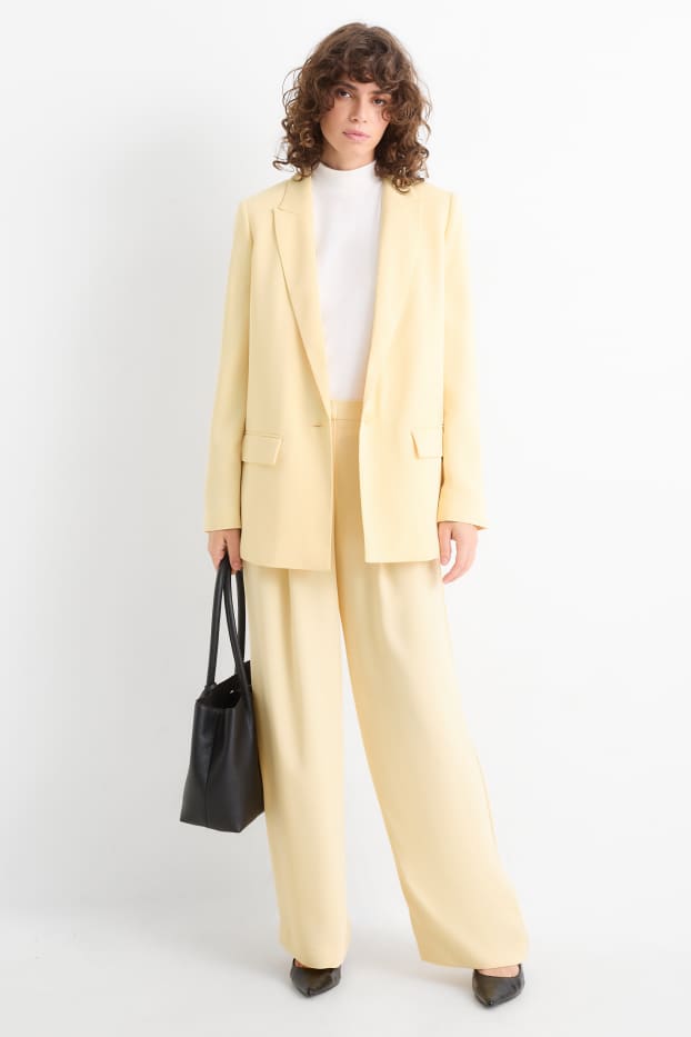 Femmes - Pantalon de bureau - mid waist - straight leg - jaune clair