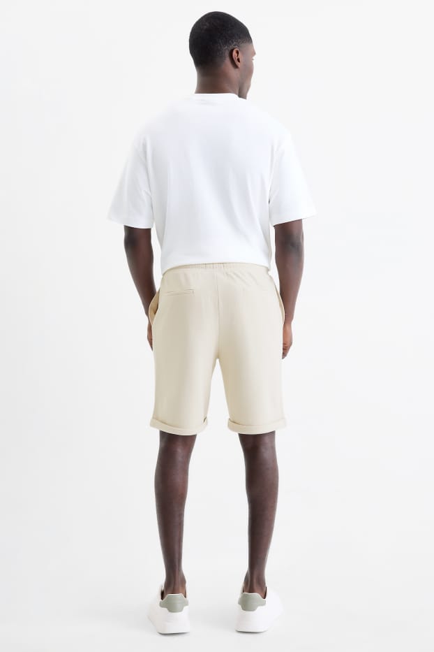 Men - Sweat shorts - textured - cremewhite