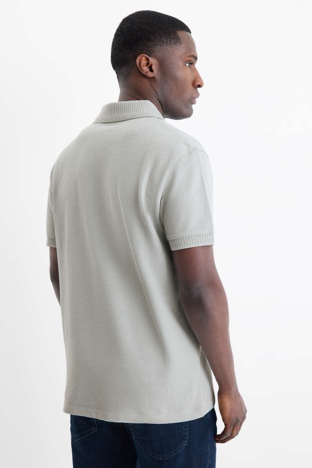 Hommes - Polo - regular fit - texturé - gris clair