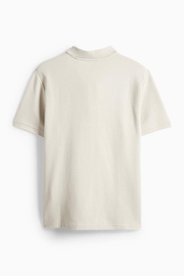 Heren - Poloshirt - regular fit - geribd - beige