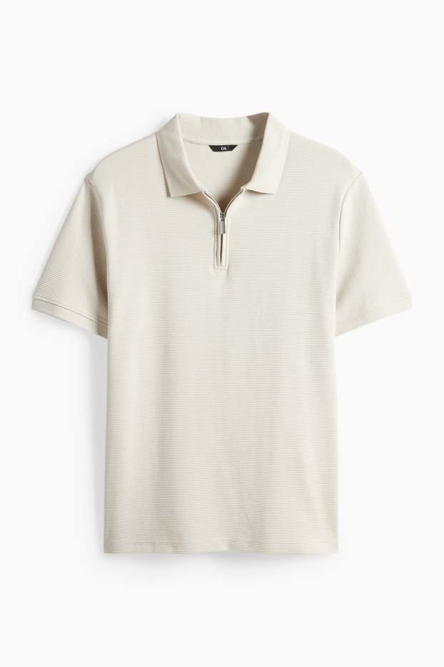 Heren - Poloshirt - regular fit - geribd - beige