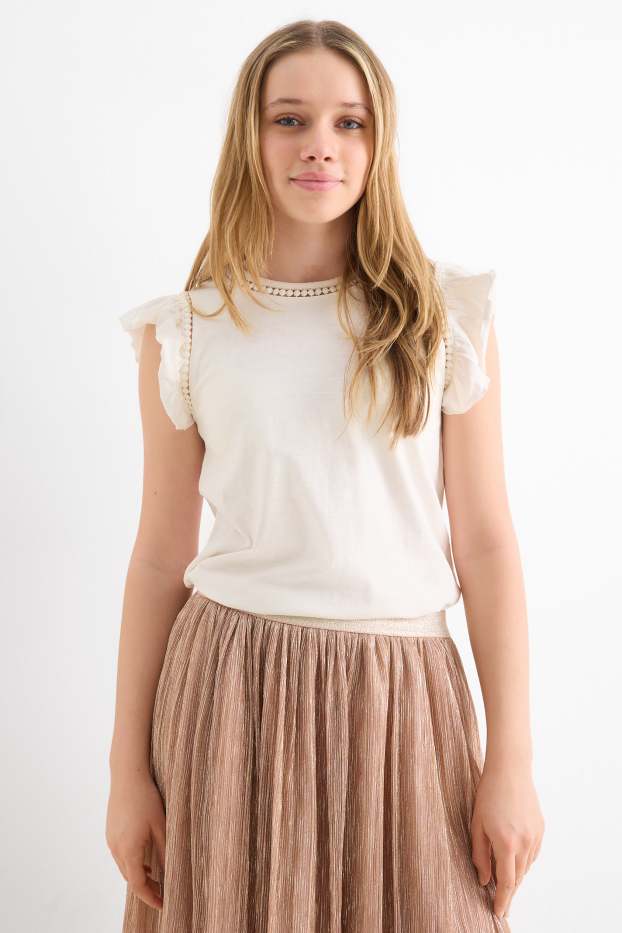 Bambine - Maglia a maniche corte - bianco crema