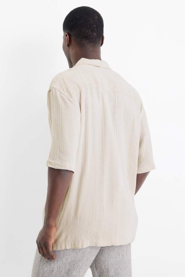 Unisex - Košile s lněným podílem - relaxed fit - klopový límec - béžová