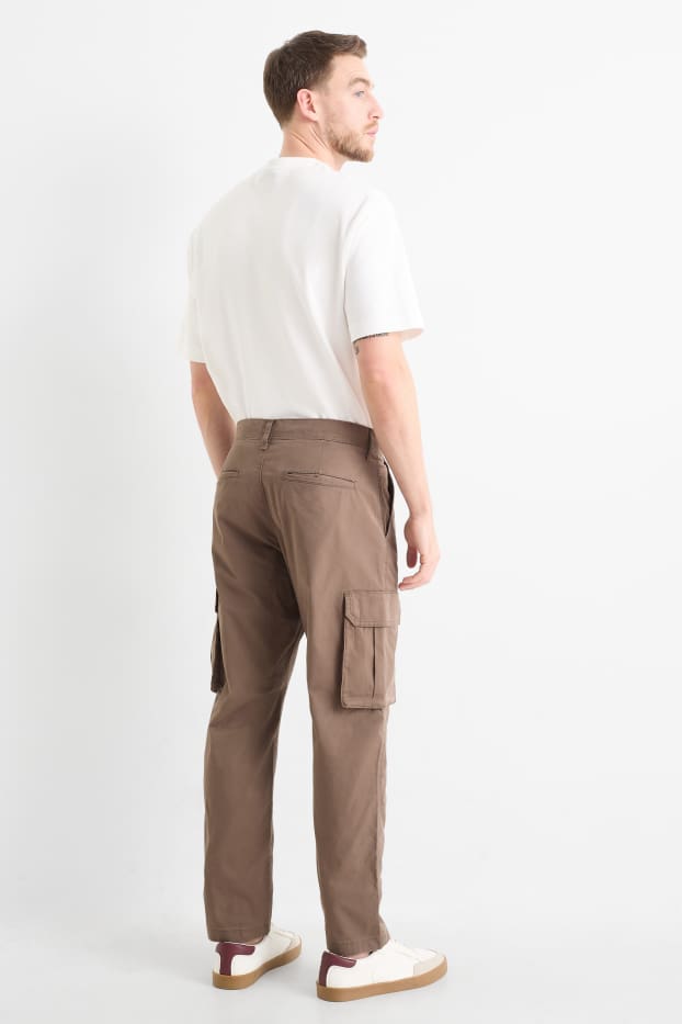 Hommes - Pantalon cargo - tapered fit - marron