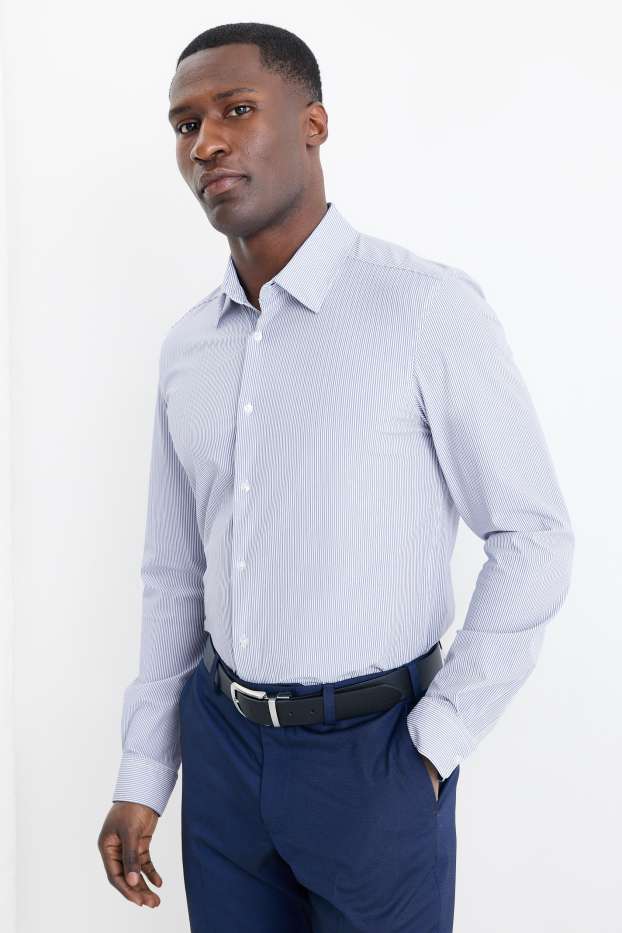 Home - Camisa formal - slim fit - Kent - Flex - de ratlles - blau clar