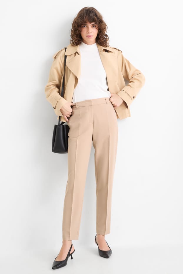 Dames - Business-broek - mid waist - cigarette fit - beige