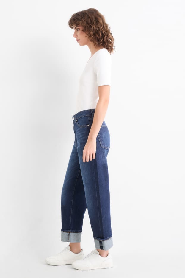 Damen - Relaxed Jeans - Mid Waist - dunkelblau