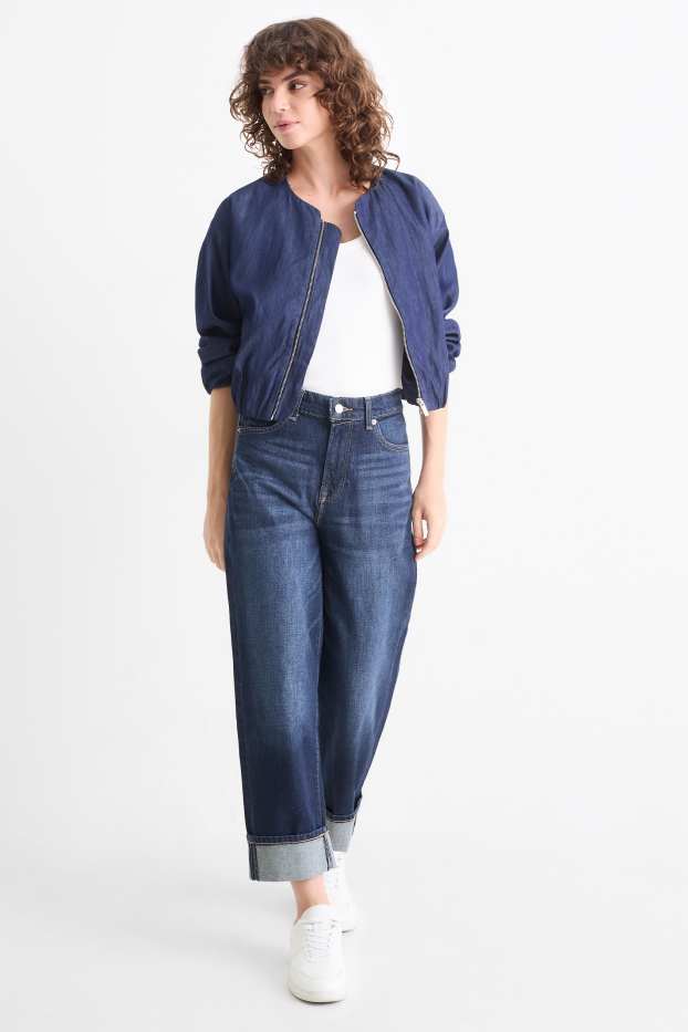 Damen - Relaxed Jeans - Mid Waist - dunkelblau