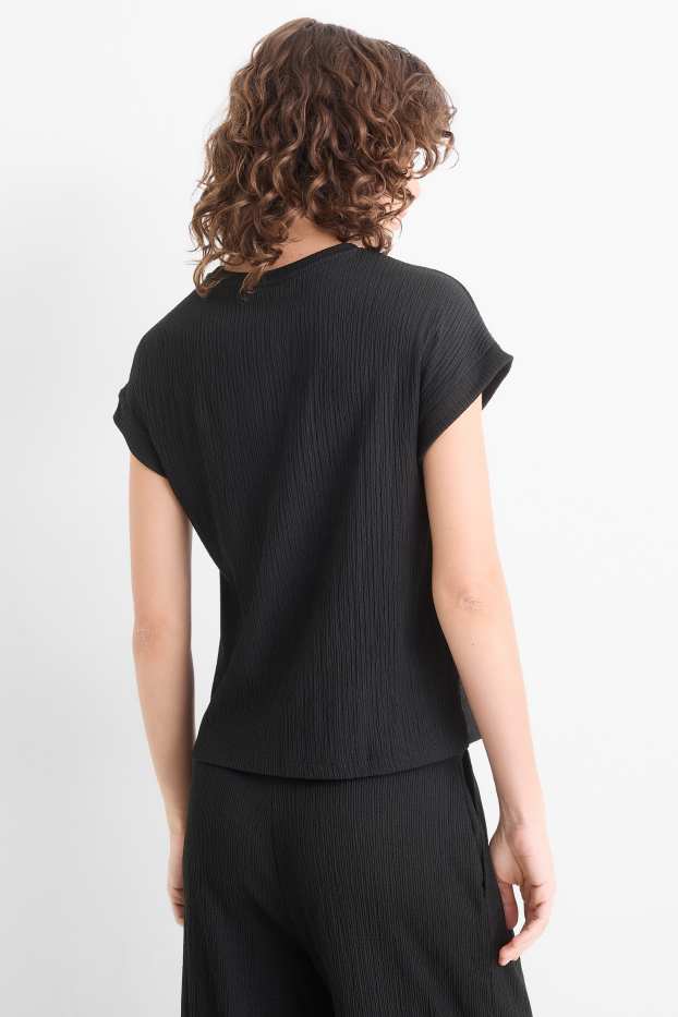 Femei - Tricou - relaxed fit - structurat - negru