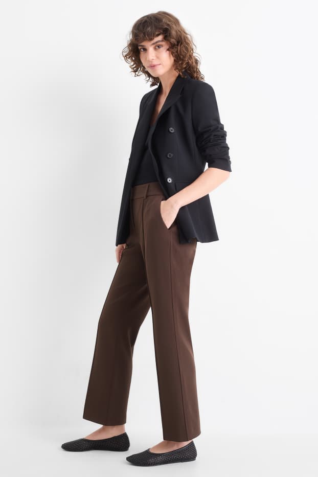 Dames - Pantalon - mid waist - flared - donkerbruin