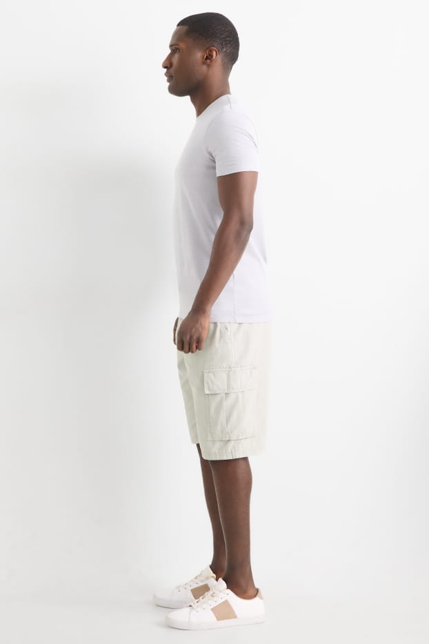 Men - Cargo shorts with belt - light gray