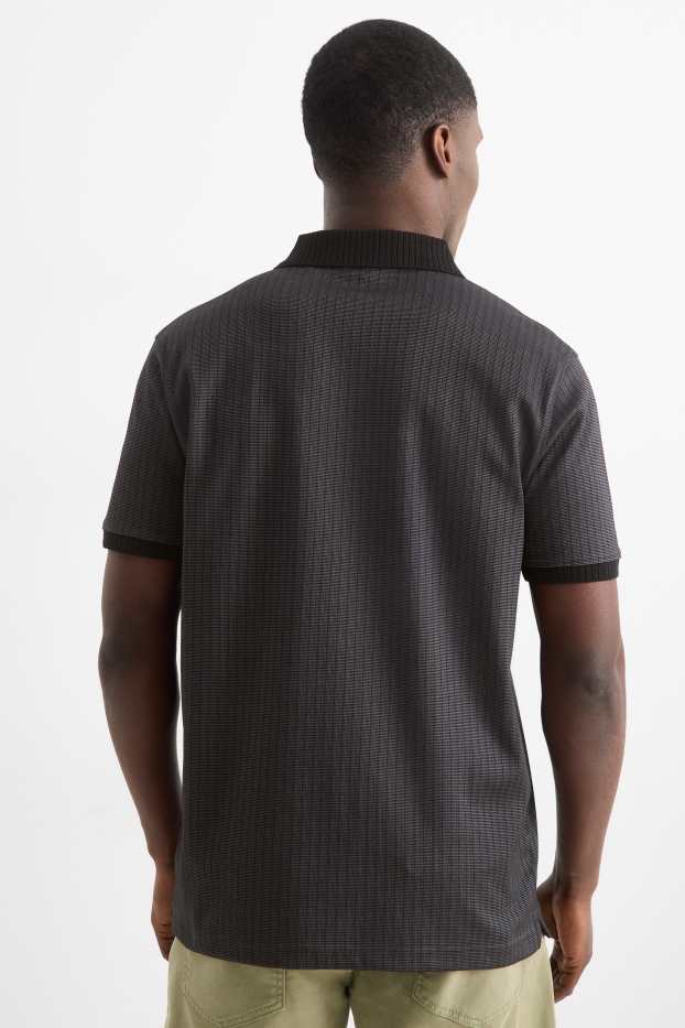 Pánské - Polokošile - regular fit - žebrovaná - černá