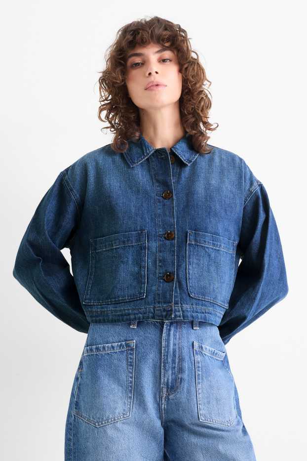 Femmes - Veste en jean courte - bleu foncé