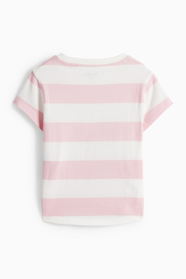 Enfants filles - Hello Kitty - T-shirt - à rayures- effet brillant - blanc / rose