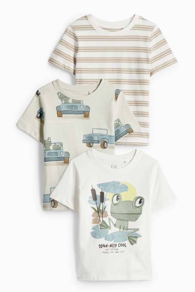 Enfants garçons - Lot de 3 - Grenouille - T-shirt - blanc