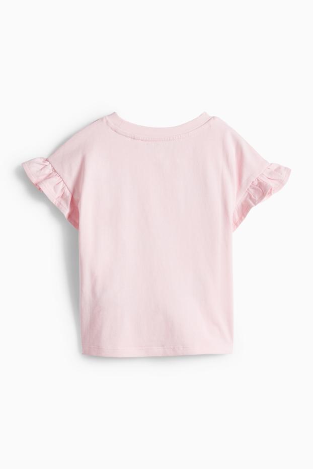 Bambine - Farfalla - maglia a maniche corte - effetto brillante - rosa
