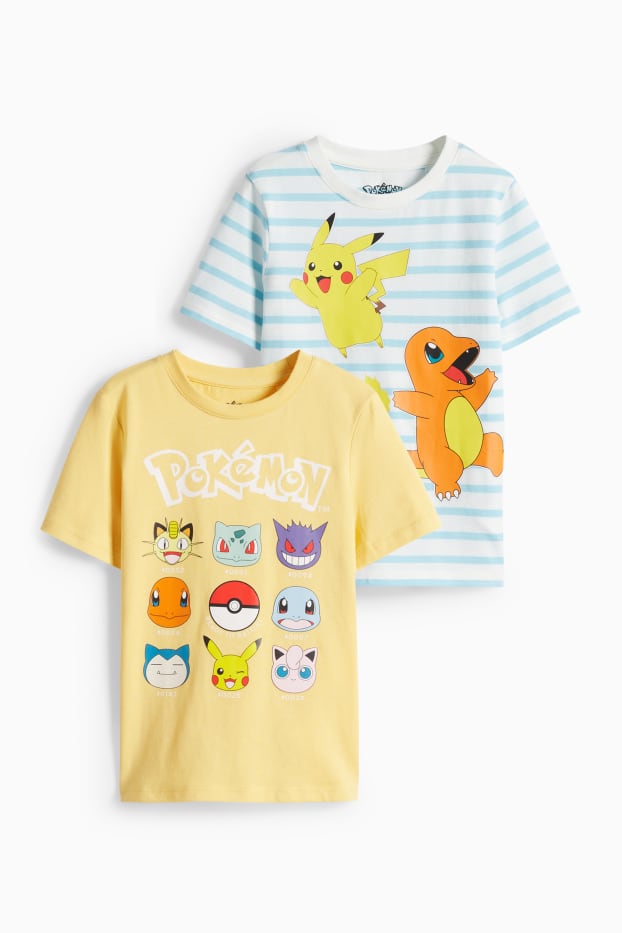 Kinder Jungen - Multipack 2er - Pokémon - Kurzarmshirt - hellgelb