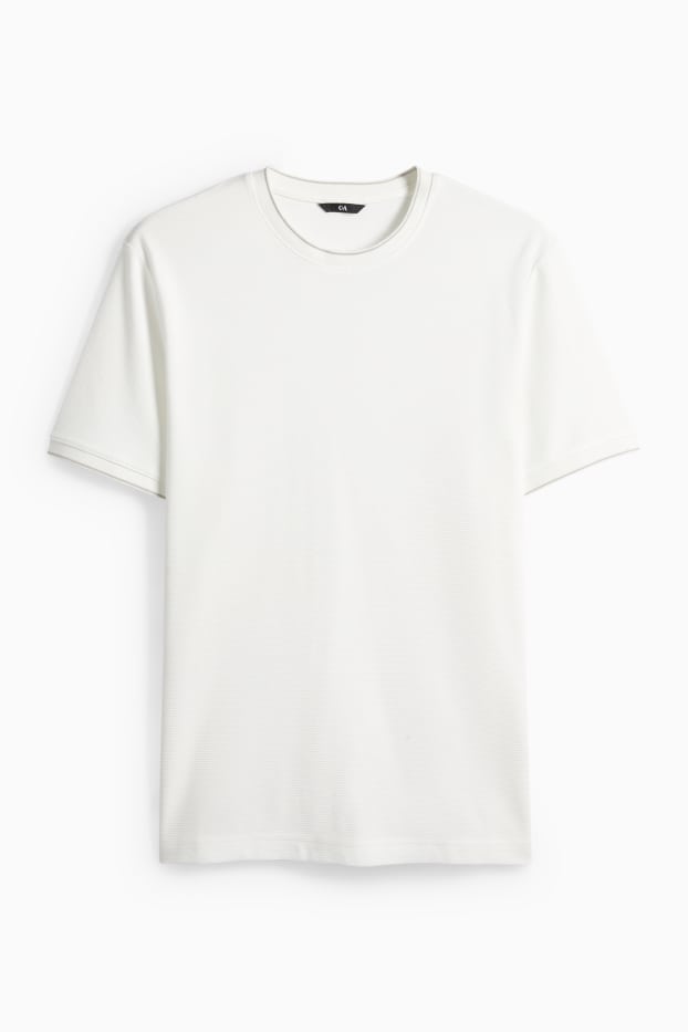 Herren - T-Shirt - Regular Fit - strukturiert - weiß