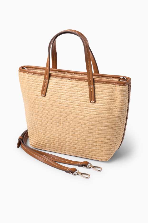 Damen - Großer Shopper mit abnehmbarem Taschengurt - beige