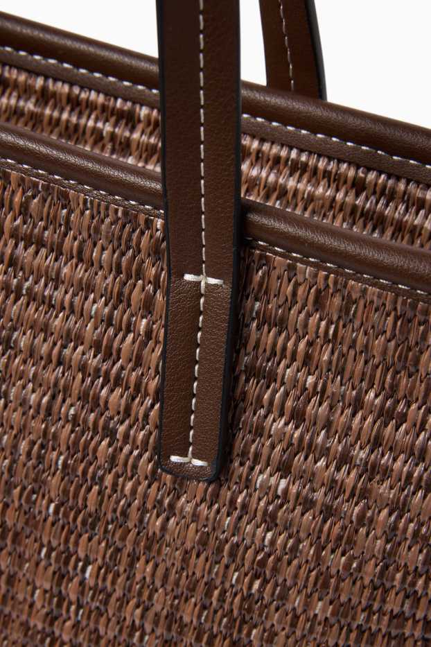 Damen - Großer Shopper mit abnehmbarem Taschengurt - dunkelbraun