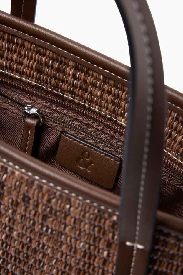 Damen - Großer Shopper mit abnehmbarem Taschengurt - dunkelbraun