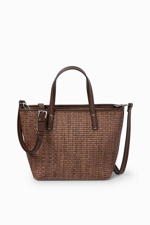 Damen - Großer Shopper mit abnehmbarem Taschengurt - dunkelbraun