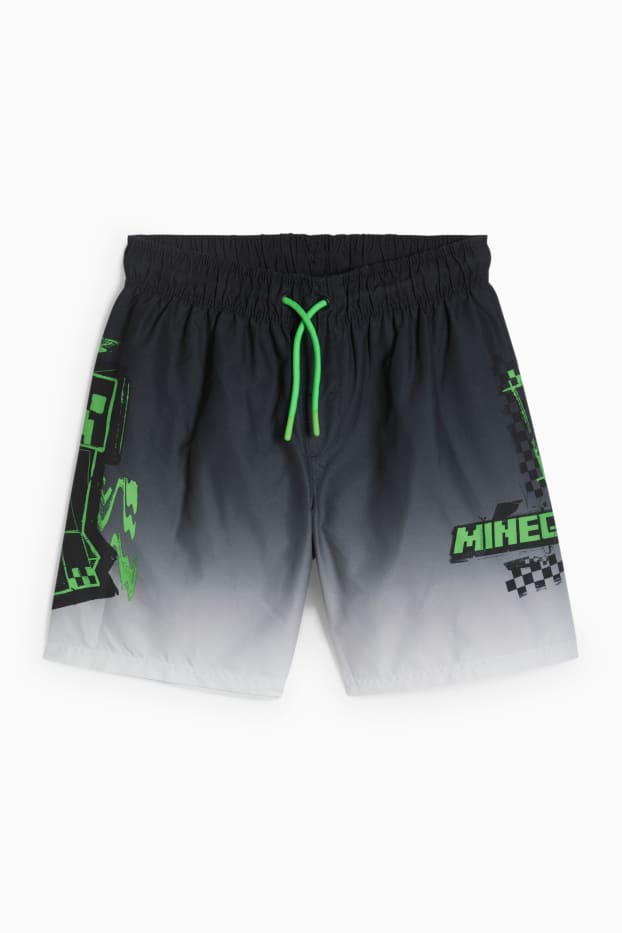 Děti - chlapci - Minecraft - koupací šortky - se vzorem - černá