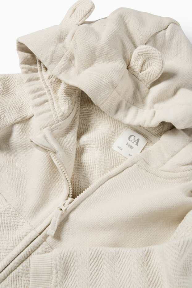 Bébés garçons - Sweat zippé en molleton à capuche pour bébé - finition texturée - gris clair