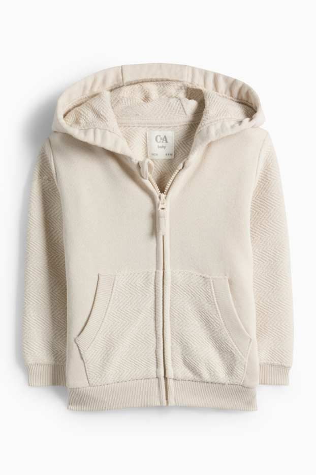 Bébés garçons - Sweat zippé en molleton à capuche pour bébé - finition texturée - gris clair