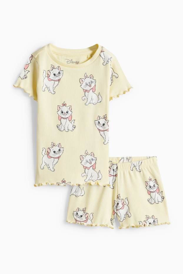 Enfants filles - Aristochats - pyjashort - finition côtelée - 2 pièces - jaune clair